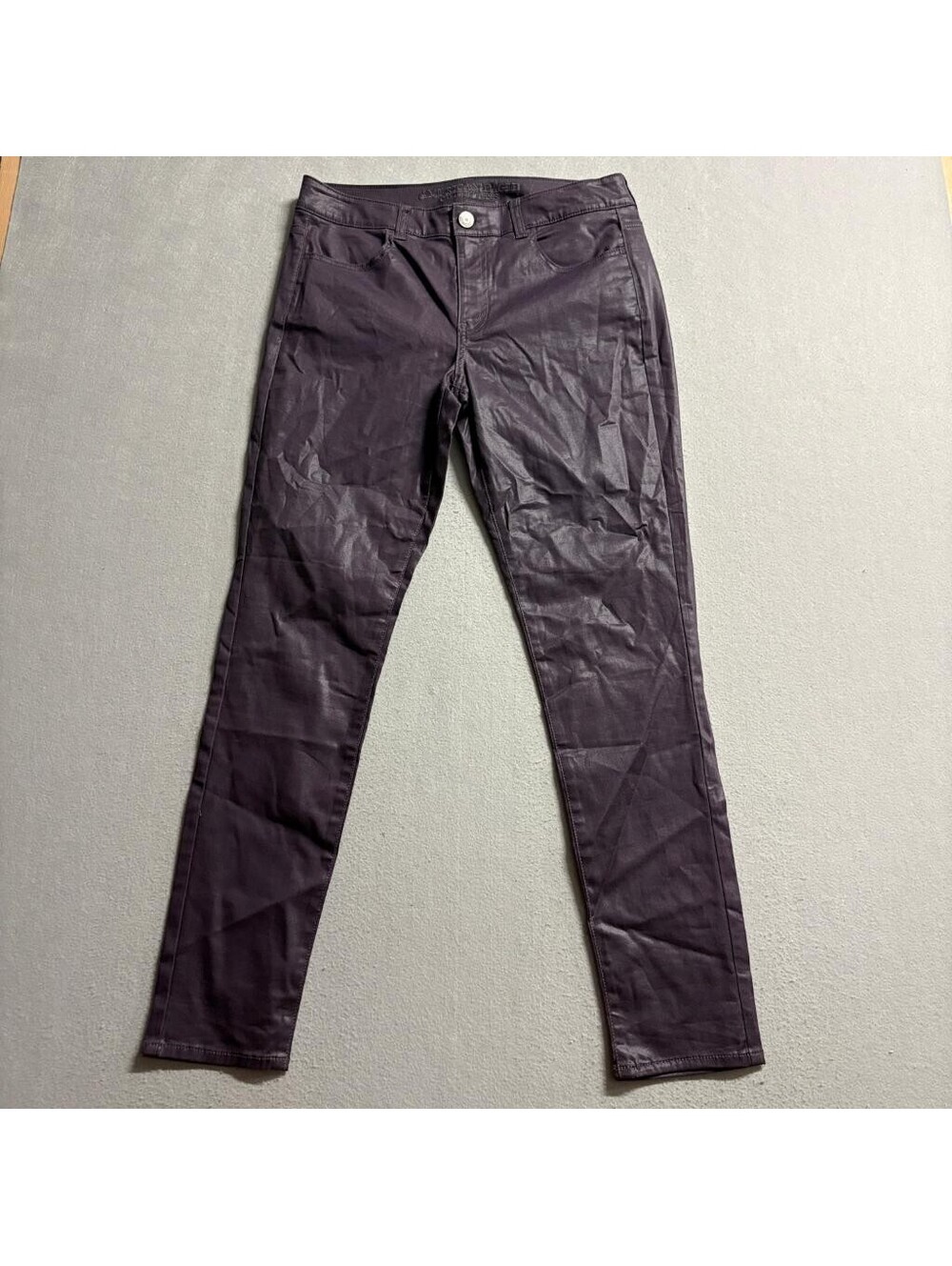 American Eagle Hi-Rise Jegging Jeans Womens 10 Purple Coated Waxed Stretch